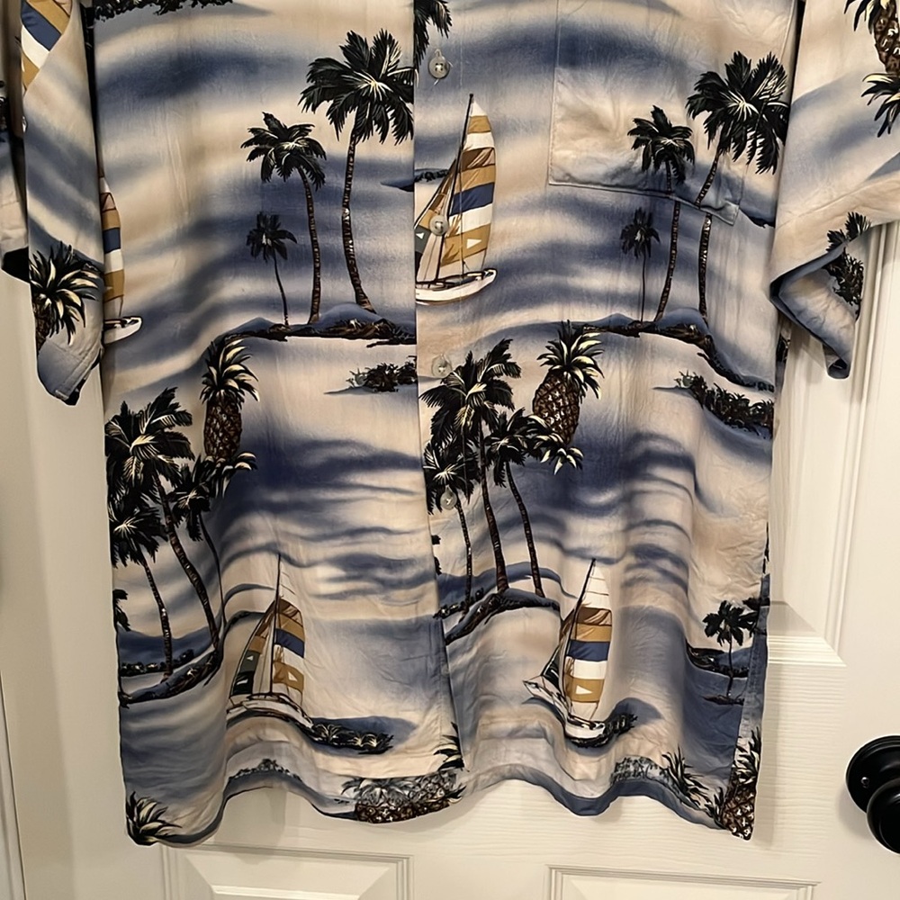 Campia Men’s 100% Rayon Short Sleeve Button Up Shirt Sz Large Hawaiian Tropical - Picture 3 of 10